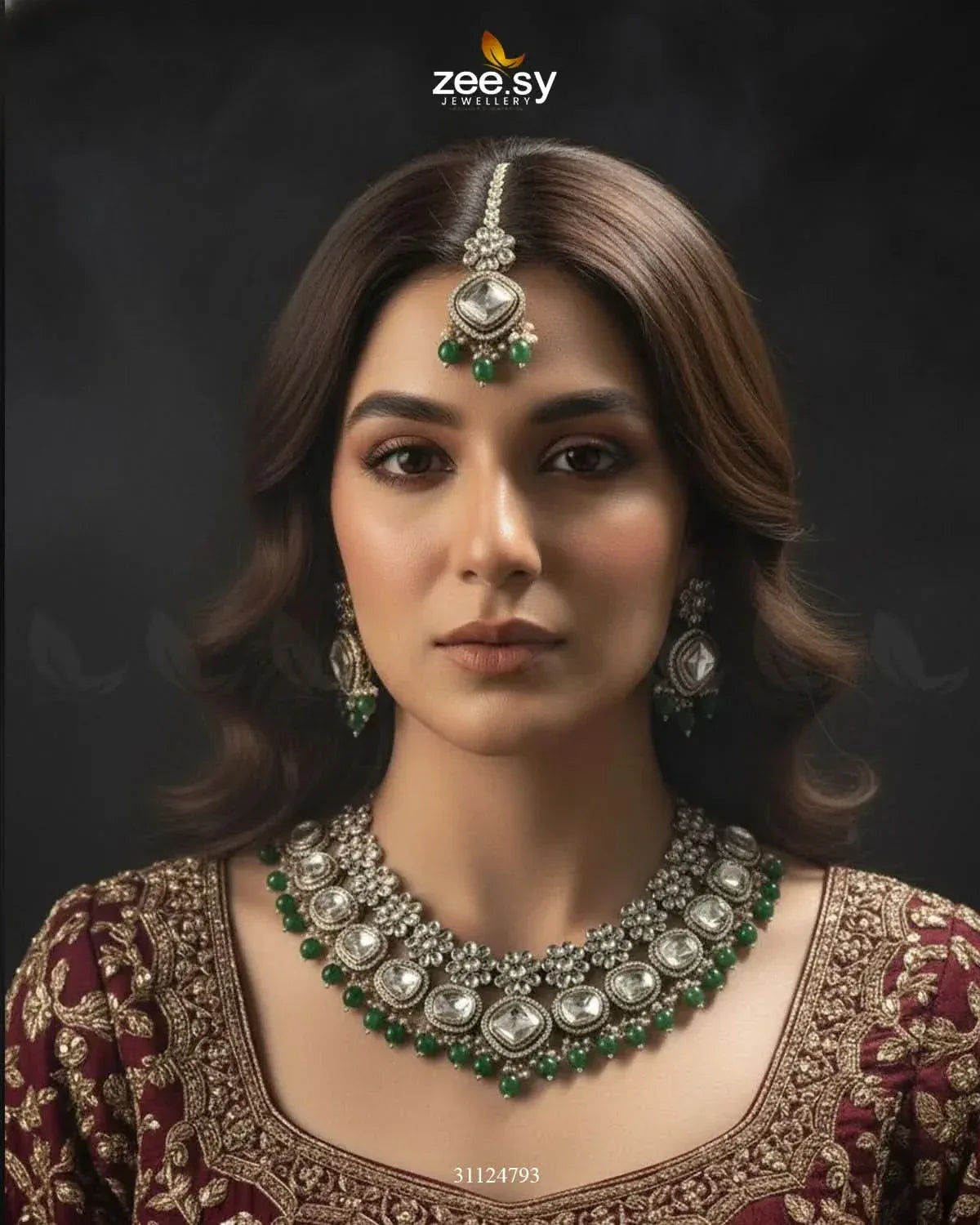Royal Tradiitional Crystal Bridal Set Bridal Set - Zeesy Jewellery Pakistan | Premium Artificial & Imitation Jewellery