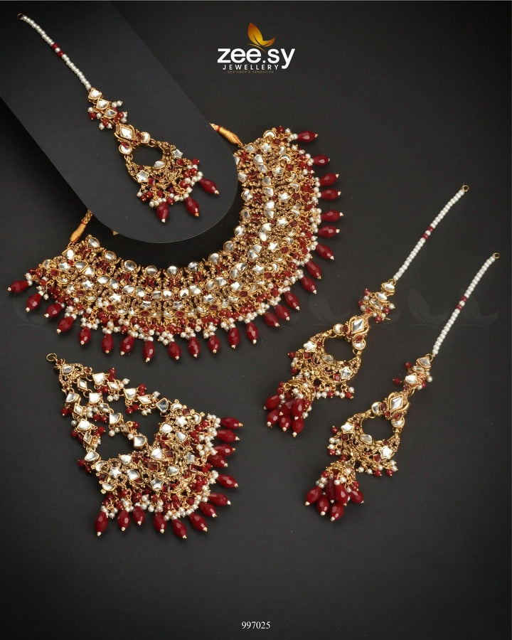 Twirling Bridal Set Red Bridal Set - Zeesy Jewellery Pakistan | Premium Artificial & Imitation Jewellery