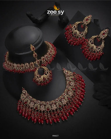 Zarnish Bridal Set Red Bridal Set - Zeesy Jewellery Pakistan | Premium Artificial & Imitation Jewellery