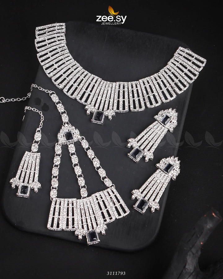 Asma's Bridal Sets Silver Blue Bridal Set - Zeesy Jewellery Pakistan | Premium Artificial & Imitation Jewellery