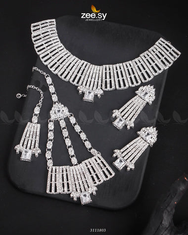 Asma's Bridal Sets Silver White Bridal Set - Zeesy Jewellery Pakistan | Premium Artificial & Imitation Jewellery
