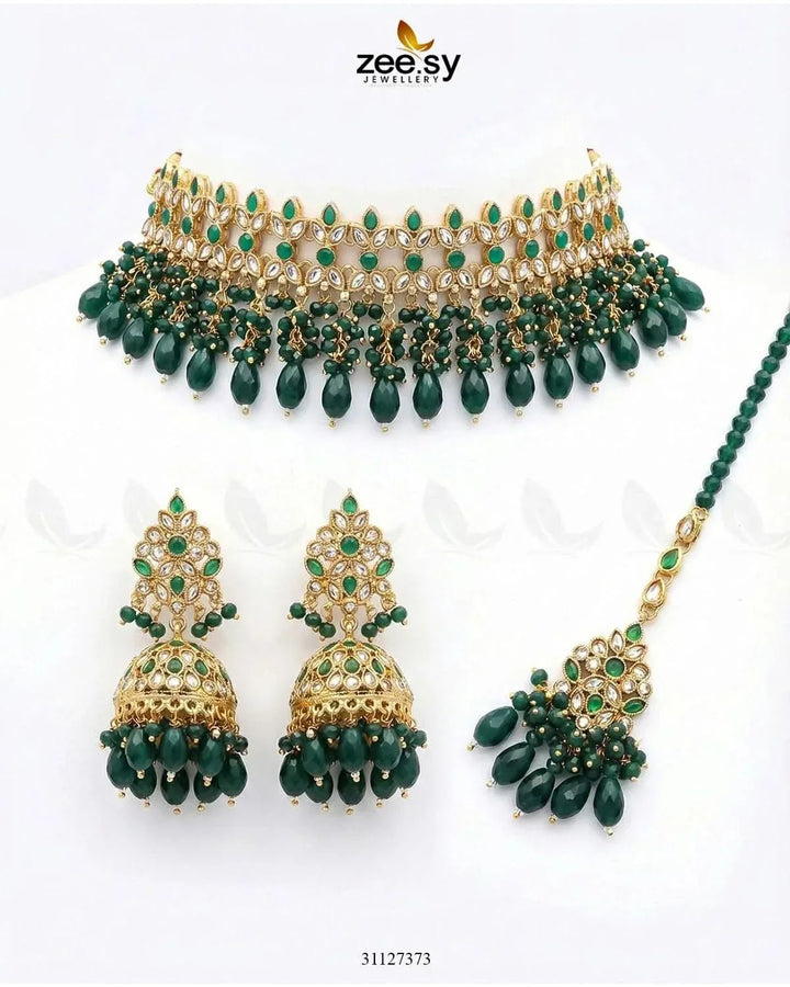 Brides Whisper Pearl Bridal Set Green Bridal Set - Zeesy Jewellery Pakistan | Premium Artificial & Imitation Jewellery