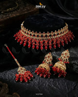 Brides Whisper Pearl Bridal Set Red Bridal Set - Zeesy Jewellery Pakistan | Premium Artificial & Imitation Jewellery