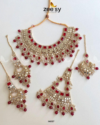 HANIA'S BRIDAL SET Red Bridal Set - Zeesy Jewellery Pakistan | Premium Artificial & Imitation Jewellery