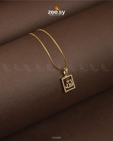 Al-Malik Calligraphy Locket Golden Calligraphy Pendant - Zeesy Jewellery Pakistan | Premium Artificial & Imitation Jewellery