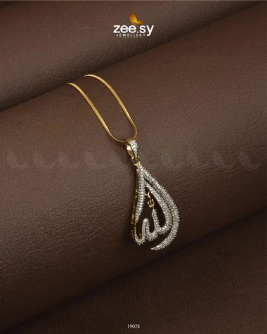 Delight Calligraphy Pendant Golden Silver Two Tone Calligraphy Pendant - Zeesy Jewellery Pakistan | Premium Artificial & Imitation Jewellery
