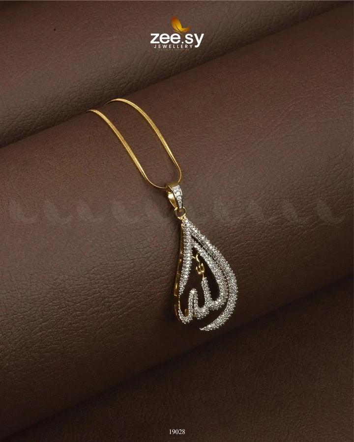 Delight Calligraphy Pendant Golden Silver Two Tone Calligraphy Pendant - Zeesy Jewellery Pakistan | Premium Artificial & Imitation Jewellery