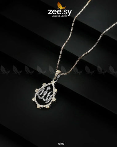 Zirconic Verse Locket Golden Black Calligraphy Pendant - Zeesy Jewellery Pakistan | Premium Artificial & Imitation Jewellery