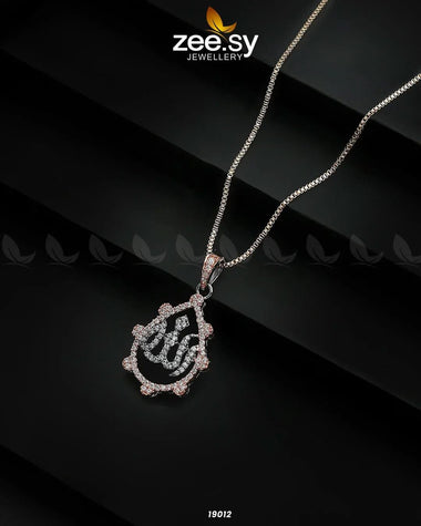 Zirconic Verse Locket Black Rose Calligraphy Pendant - Zeesy Jewellery Pakistan | Premium Artificial & Imitation Jewellery