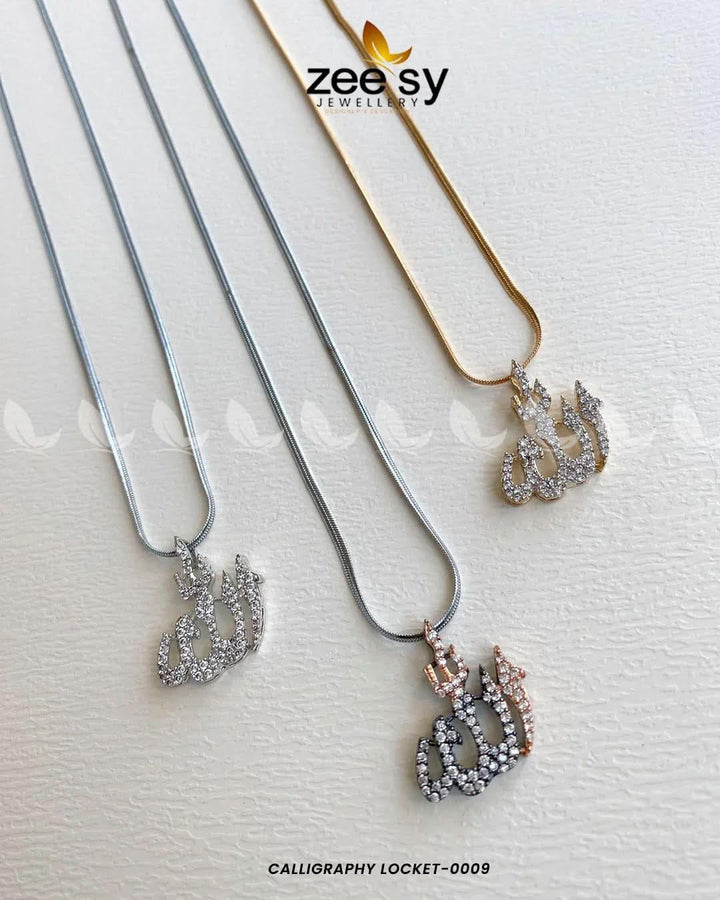 Calligraphy Zirconia Crystals Pendant Necklace Calligraphy Pendant - Zeesy Jewellery Pakistan | Premium Artificial & Imitation Jewellery