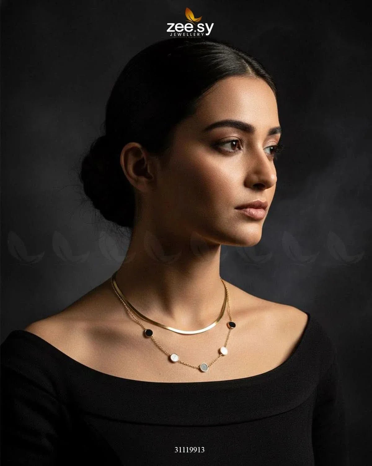 Flux Double Layered Stone Chain chains - Zeesy Jewellery Pakistan | Premium Artificial & Imitation Jewellery