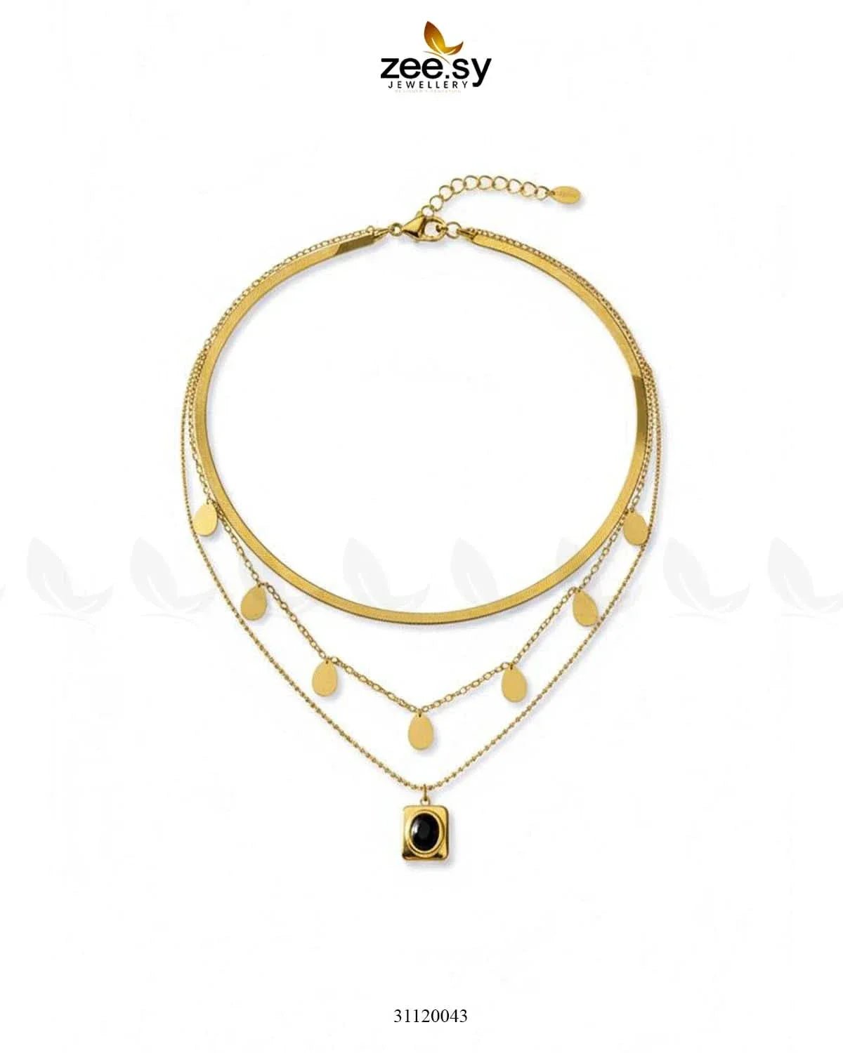 Trinity Triple Layered Stone Chain chains - Zeesy Jewellery Pakistan | Premium Artificial & Imitation Jewellery