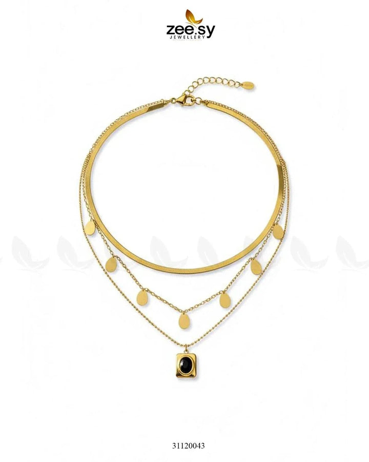 Trinity Triple Layered Stone Chain chains - Zeesy Jewellery Pakistan | Premium Artificial & Imitation Jewellery