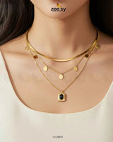 Trinity Triple Layered Stone Chain chains - Zeesy Jewellery Pakistan | Premium Artificial & Imitation Jewellery