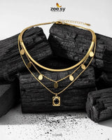 Trinity Triple Layered Stone Chain chains - Zeesy Jewellery Pakistan | Premium Artificial & Imitation Jewellery