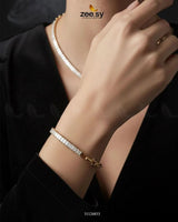 Sterling Baguette Chain Bracelet Set chains - Zeesy Jewellery Pakistan | Premium Artificial & Imitation Jewellery