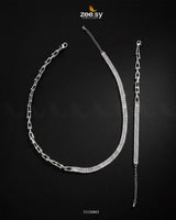 Sterling Baguette Chain Bracelet Set Silver chains - Zeesy Jewellery Pakistan | Premium Artificial & Imitation Jewellery