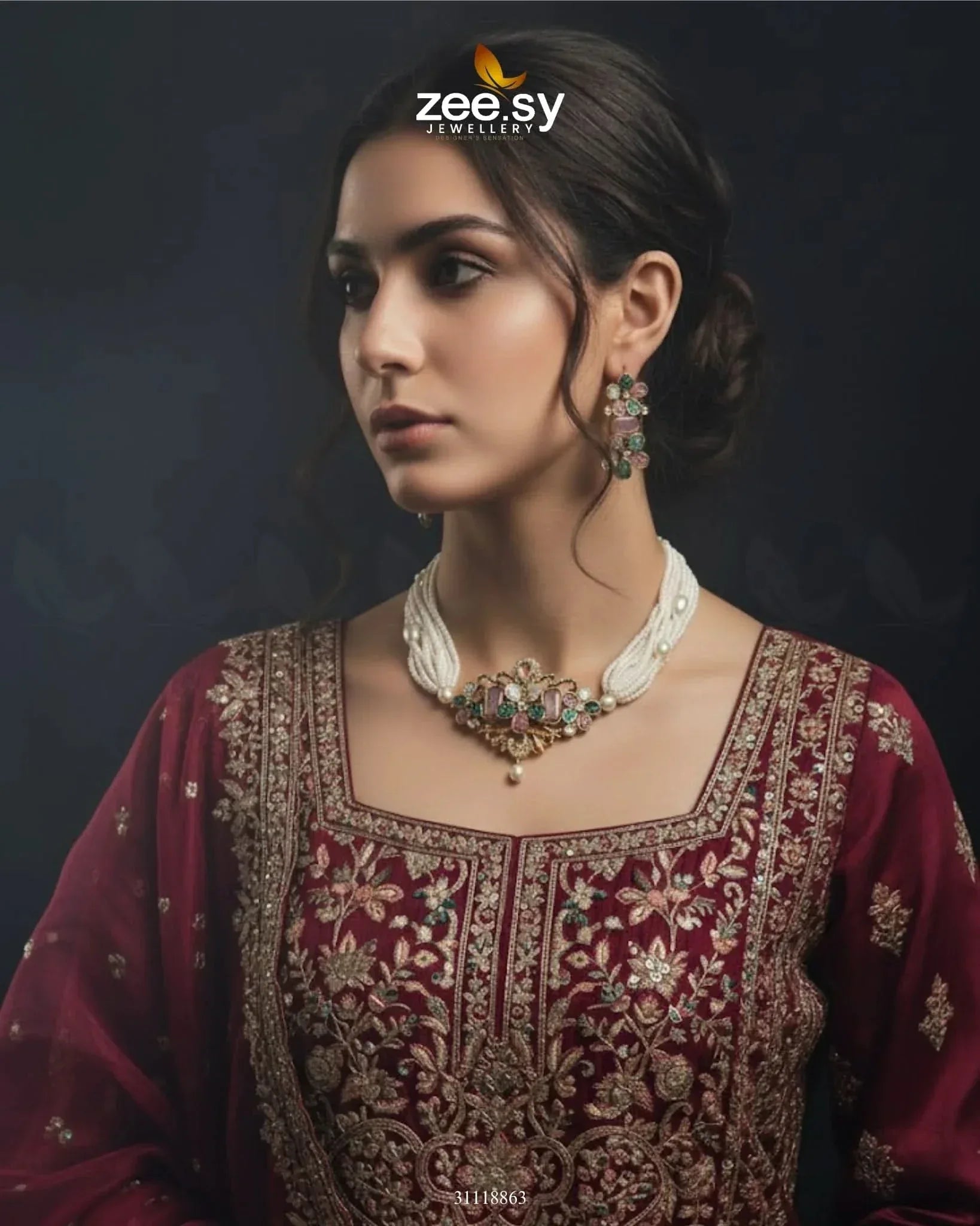 Meridian Choker Necklace Set choker - Zeesy Jewellery Pakistan | Premium Artificial & Imitation Jewellery
