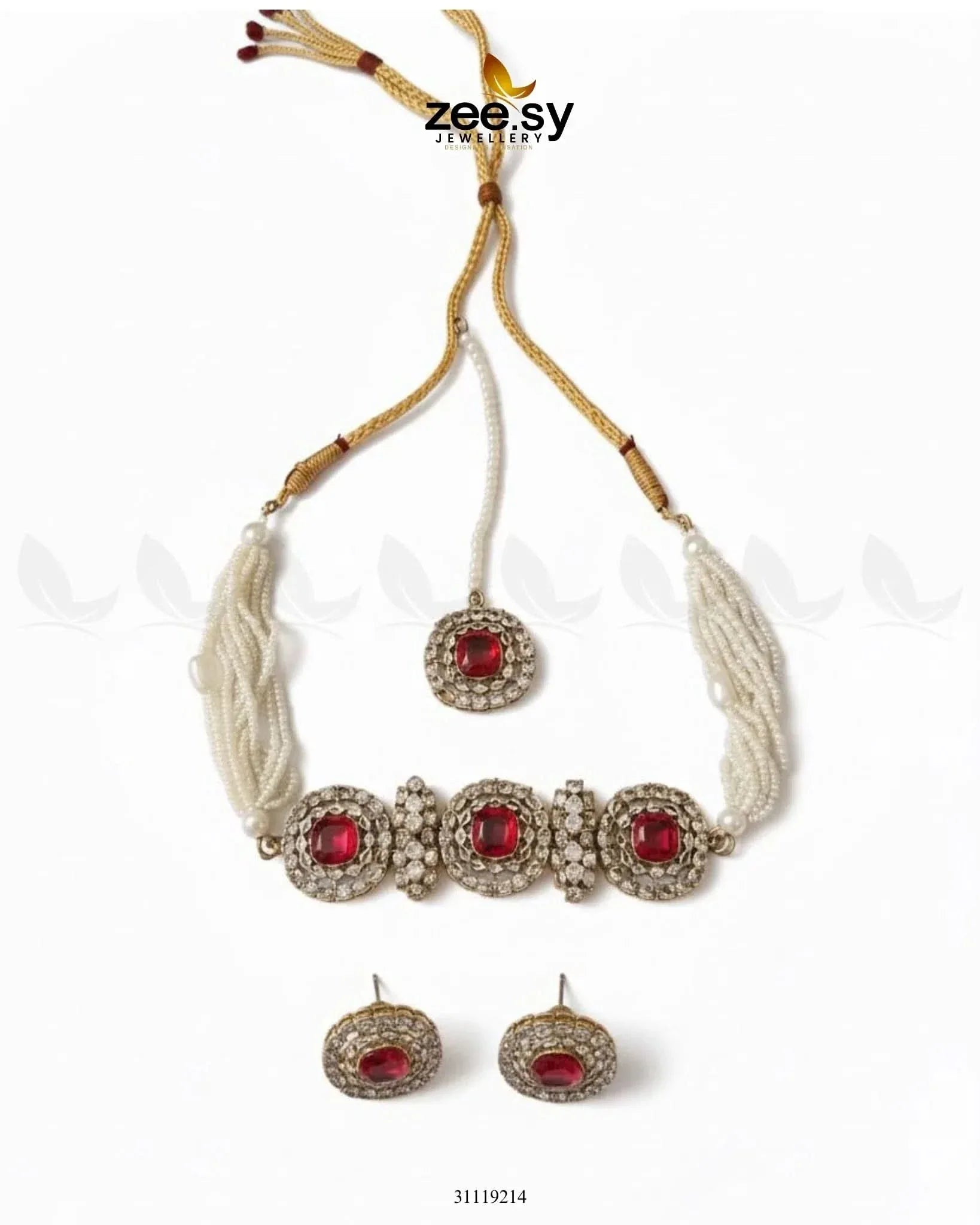 Equinox Stone Pearl Choker Set choker - Zeesy Jewellery Pakistan | Premium Artificial & Imitation Jewellery