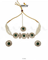 Equinox Stone Pearl Choker Set choker - Zeesy Jewellery Pakistan | Premium Artificial & Imitation Jewellery