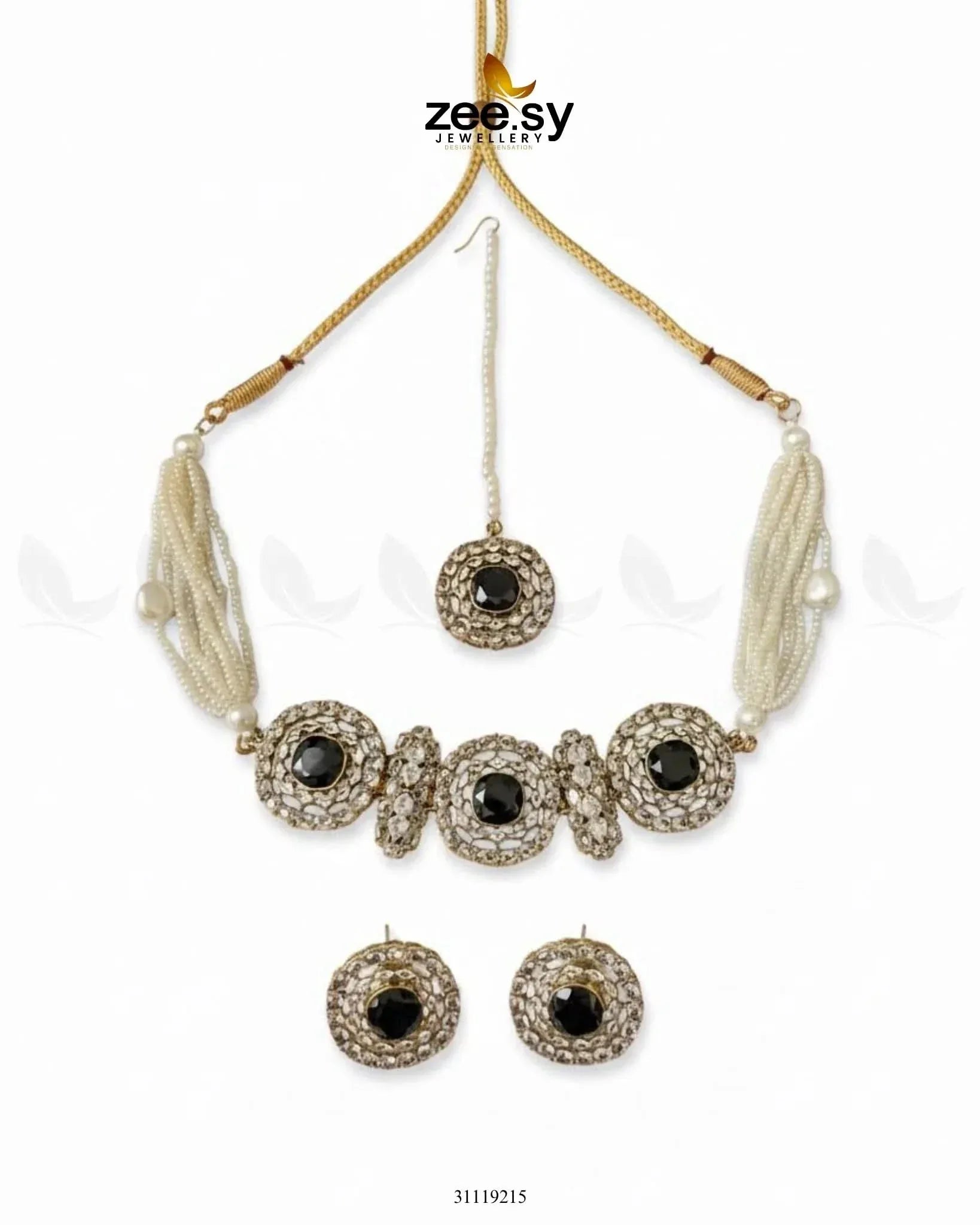 Equinox Stone Pearl Choker Set choker - Zeesy Jewellery Pakistan | Premium Artificial & Imitation Jewellery