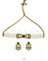 Obelisk Rhodium Polished Choker Set choker - Zeesy Jewellery Pakistan | Premium Artificial & Imitation Jewellery
