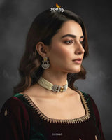 Obelisk Rhodium Polished Choker Set choker - Zeesy Jewellery Pakistan | Premium Artificial & Imitation Jewellery