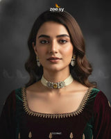 Obelisk Rhodium Polished Choker Set choker - Zeesy Jewellery Pakistan | Premium Artificial & Imitation Jewellery