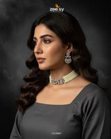 Obelisk Rhodium Polished Choker Set choker - Zeesy Jewellery Pakistan | Premium Artificial & Imitation Jewellery