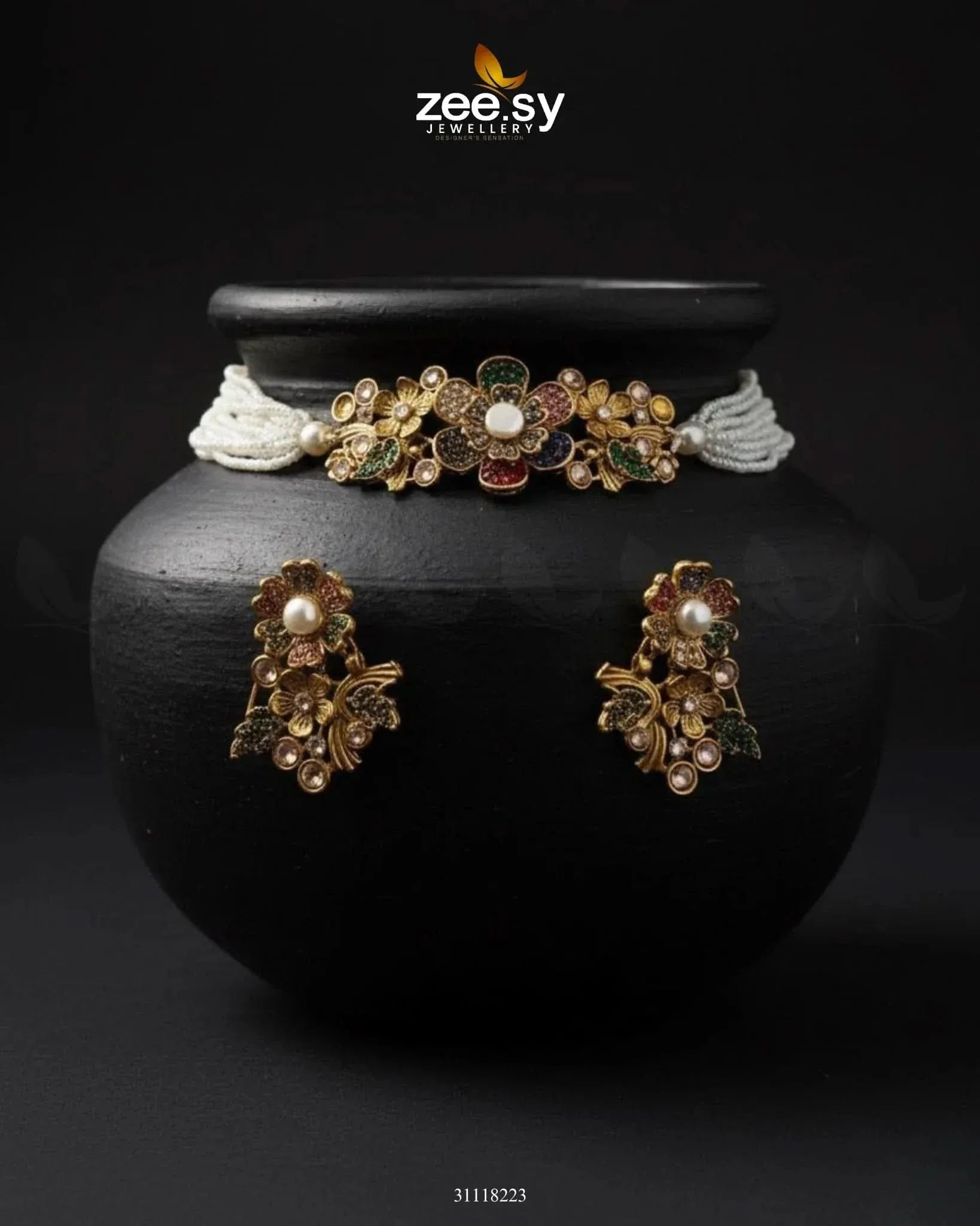 Peony Choker Set choker - Zeesy Jewellery Pakistan | Premium Artificial & Imitation Jewellery