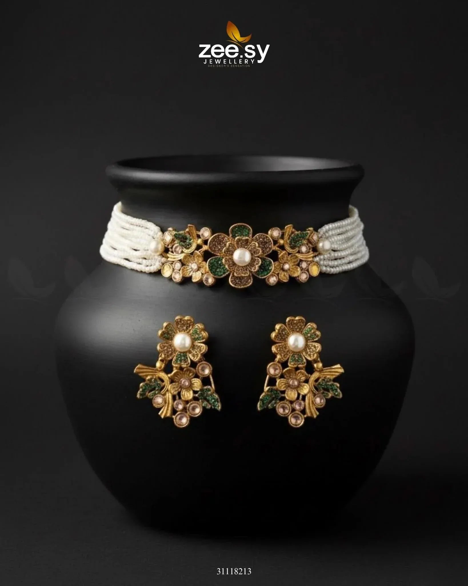 Peony Choker Set choker - Zeesy Jewellery Pakistan | Premium Artificial & Imitation Jewellery