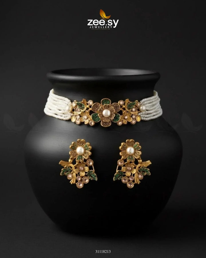 Peony Choker Set choker - Zeesy Jewellery Pakistan | Premium Artificial & Imitation Jewellery