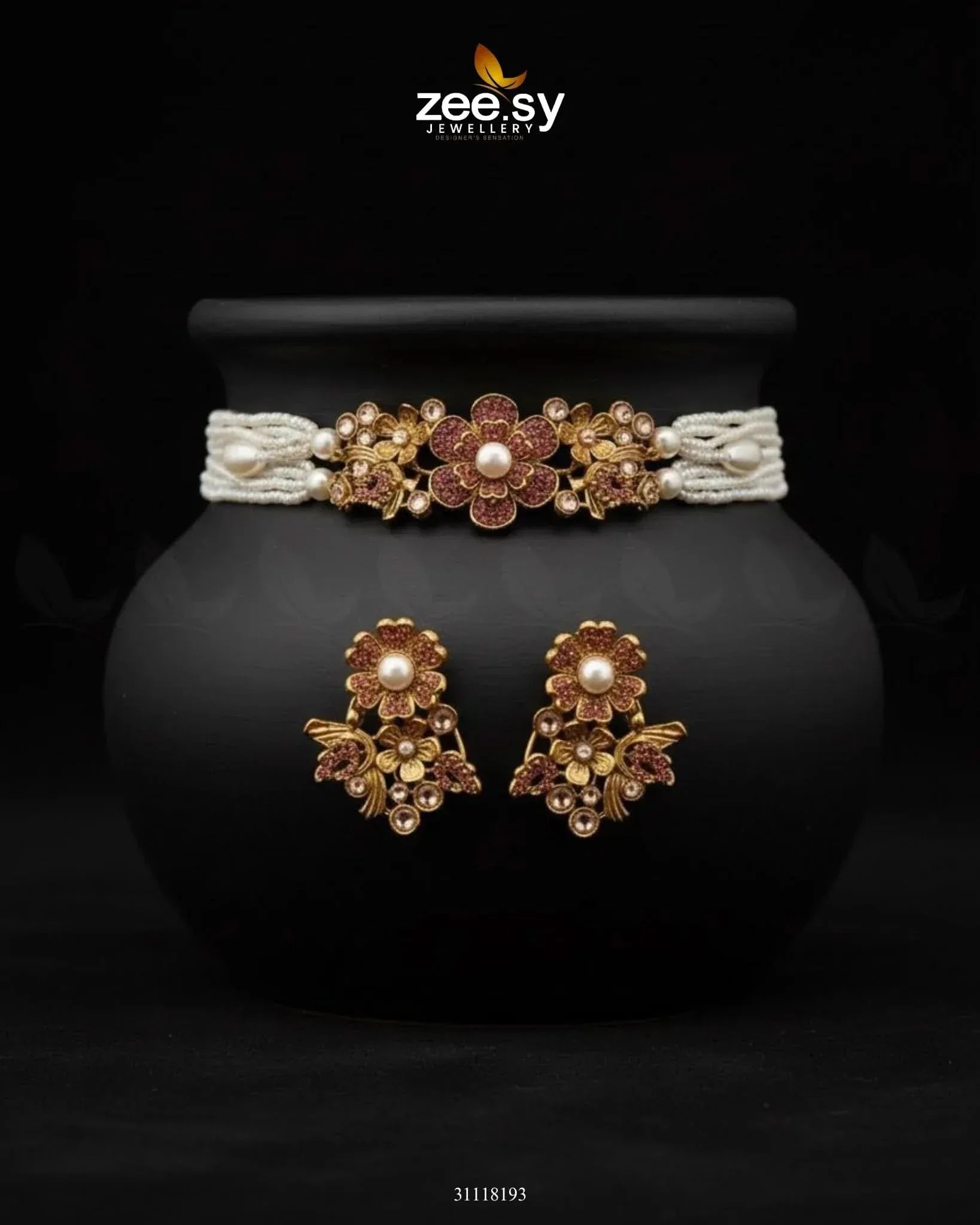 Peony Choker Set choker - Zeesy Jewellery Pakistan | Premium Artificial & Imitation Jewellery