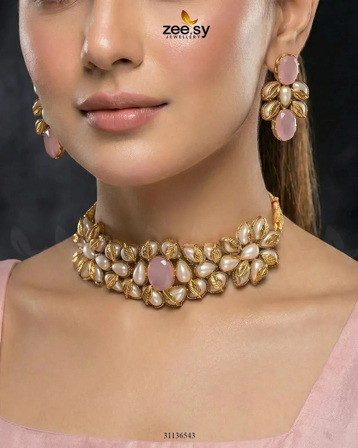 Jennet Baroque Pearl Choker Set choker - Zeesy Jewellery Pakistan | Premium Artificial & Imitation Jewellery