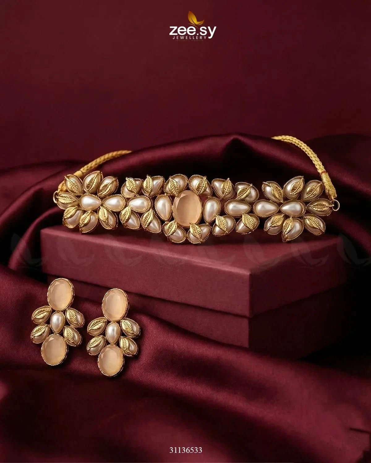 Jennet Baroque Pearl Choker Set choker - Zeesy Jewellery Pakistan | Premium Artificial & Imitation Jewellery