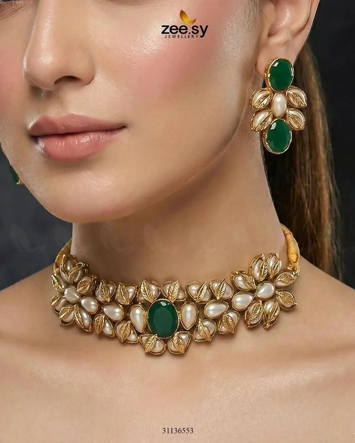 Jennet Baroque Pearl Choker Set choker - Zeesy Jewellery Pakistan | Premium Artificial & Imitation Jewellery