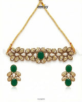 Jennet Baroque Pearl Choker Set Golden Green choker - Zeesy Jewellery Pakistan | Premium Artificial & Imitation Jewellery