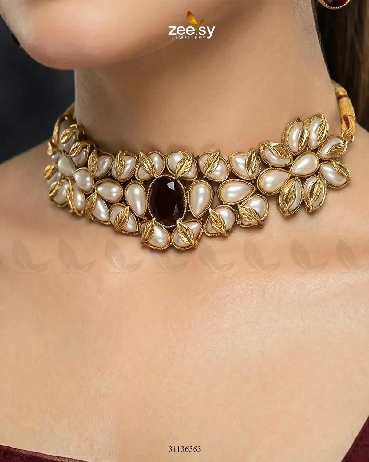 Jennet Baroque Pearl Choker Set choker - Zeesy Jewellery Pakistan | Premium Artificial & Imitation Jewellery