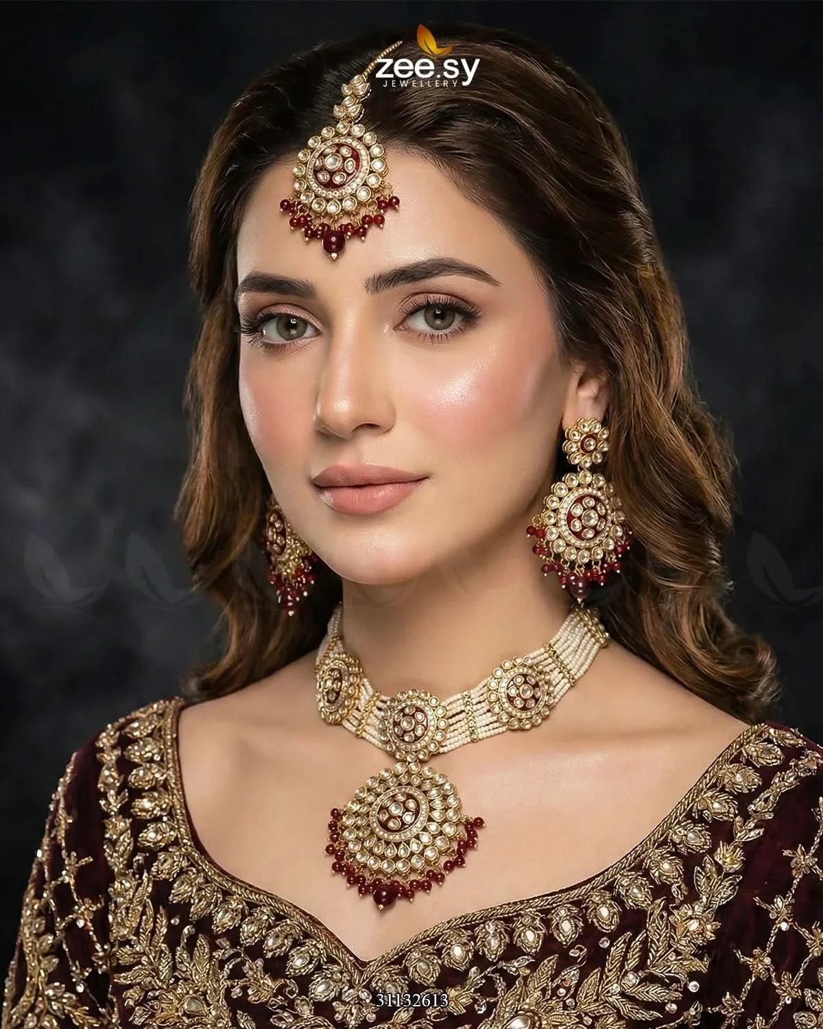 Mehar Pearl Kundan Choker Set choker - Zeesy Jewellery Pakistan | Premium Artificial & Imitation Jewellery