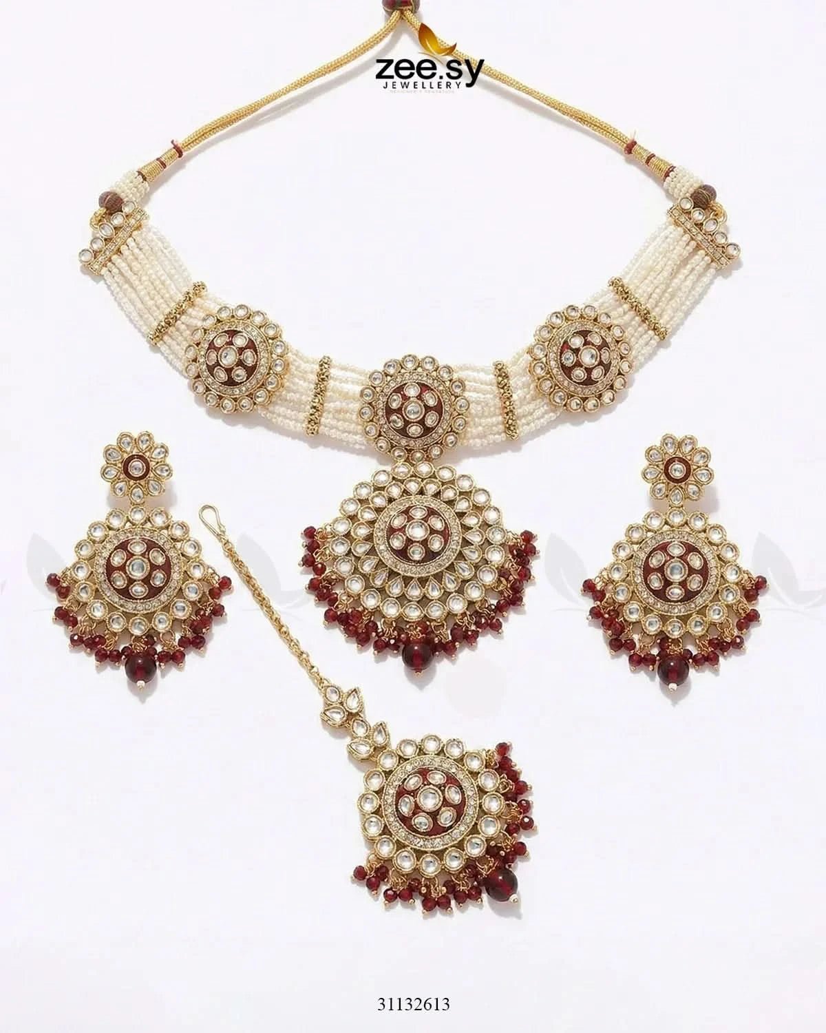 Mehar Pearl Kundan Choker Set choker - Zeesy Jewellery Pakistan | Premium Artificial & Imitation Jewellery
