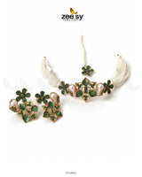 Helix Choker Necklace Set Green choker - Zeesy Jewellery Pakistan | Premium Artificial & Imitation Jewellery