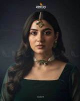 Vintage Sapphire Floral Choker Set Green choker - Zeesy Jewellery Pakistan | Premium Artificial & Imitation Jewellery