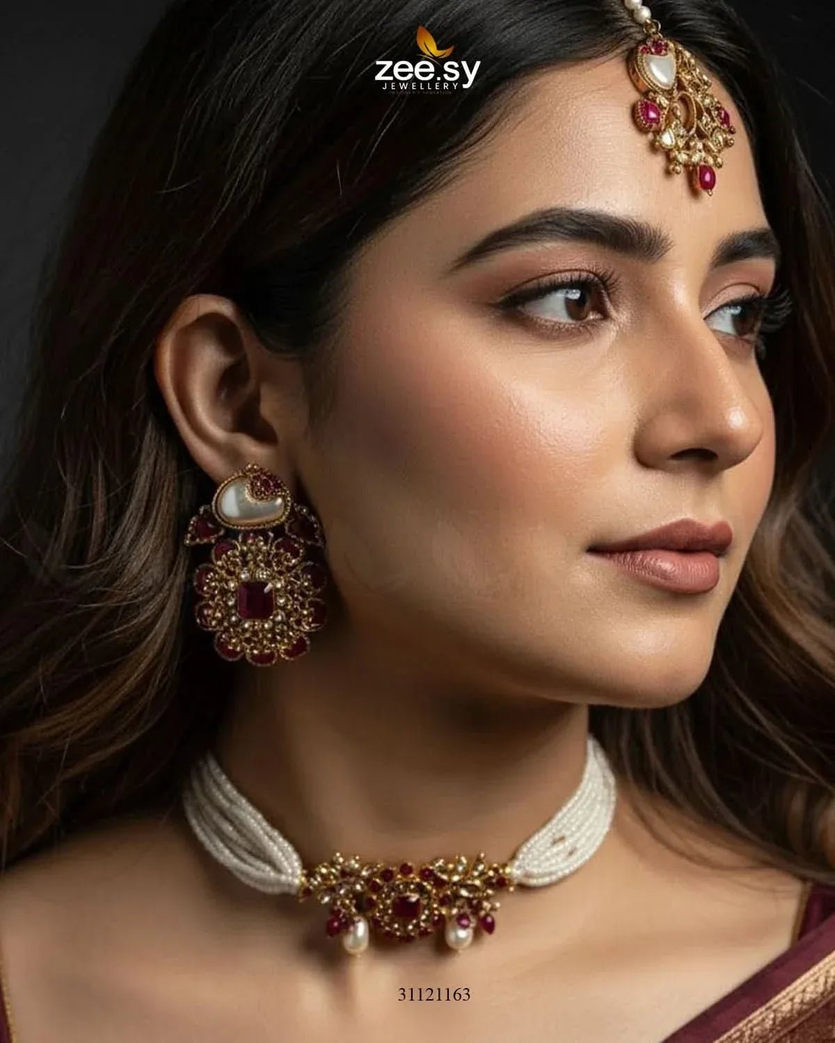 Vintage Sapphire Floral Choker Set choker - Zeesy Jewellery Pakistan | Premium Artificial & Imitation Jewellery