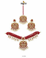Jasmine Choker Set Red choker - Zeesy Jewellery Pakistan | Premium Artificial & Imitation Jewellery