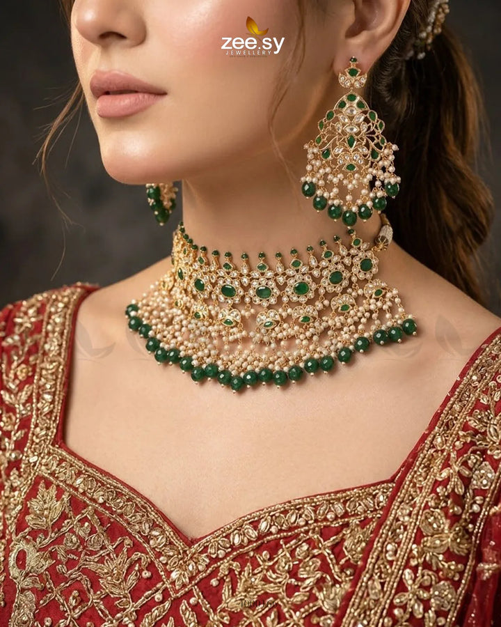 Cinnabar Bold Pearl Necklace Set Necklace Sets - Zeesy Jewellery Pakistan | Premium Artificial & Imitation Jewellery