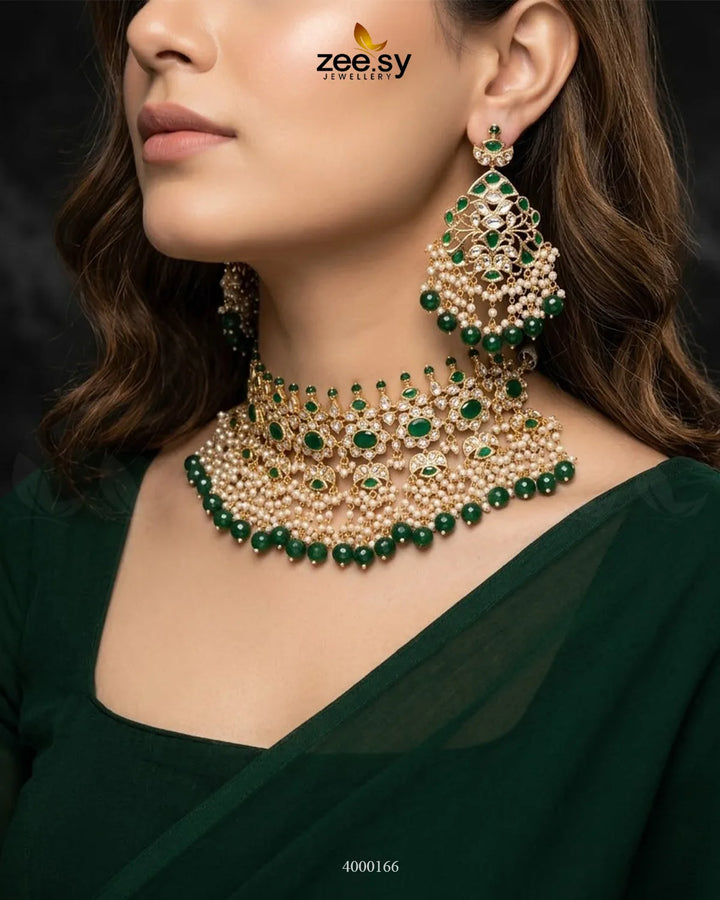 Cinnabar Bold Pearl Necklace Set Necklace Sets - Zeesy Jewellery Pakistan | Premium Artificial & Imitation Jewellery