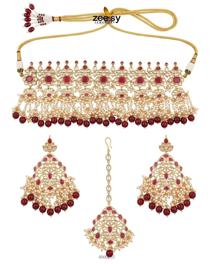 Cinnabar Bold Pearl Necklace Set Necklace Sets - Zeesy Jewellery Pakistan | Premium Artificial & Imitation Jewellery
