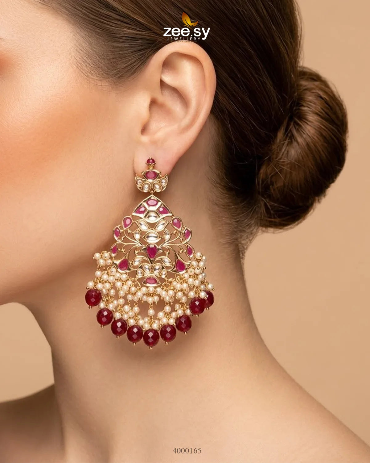 Cinnabar Bold Pearl Necklace Set Necklace Sets - Zeesy Jewellery Pakistan | Premium Artificial & Imitation Jewellery