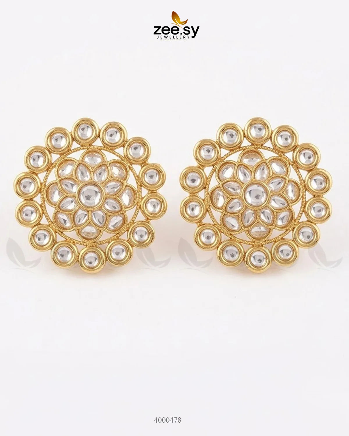 Circular Halo Polki Tops Earrings Earrings - Zeesy Jewellery Pakistan | Premium Artificial & Imitation Jewellery