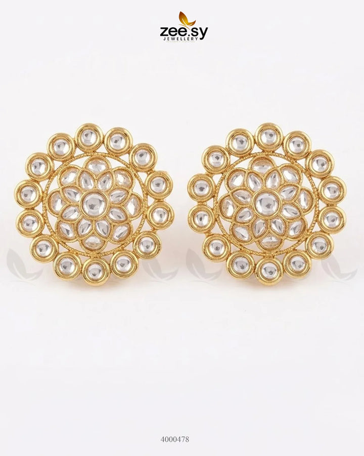 Circular Halo Polki Tops Earrings Earrings - Zeesy Jewellery Pakistan | Premium Artificial & Imitation Jewellery